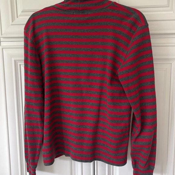 Lauren Ralph Lauren Women's M Cotton Turtleneck Red Gray Embroidered Crest Logo - Picture 5 of 11